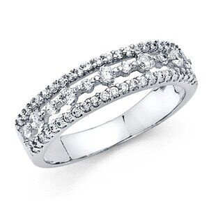 New 14k Solid White Gold 0.75 Ct. Wedding Band Ring
